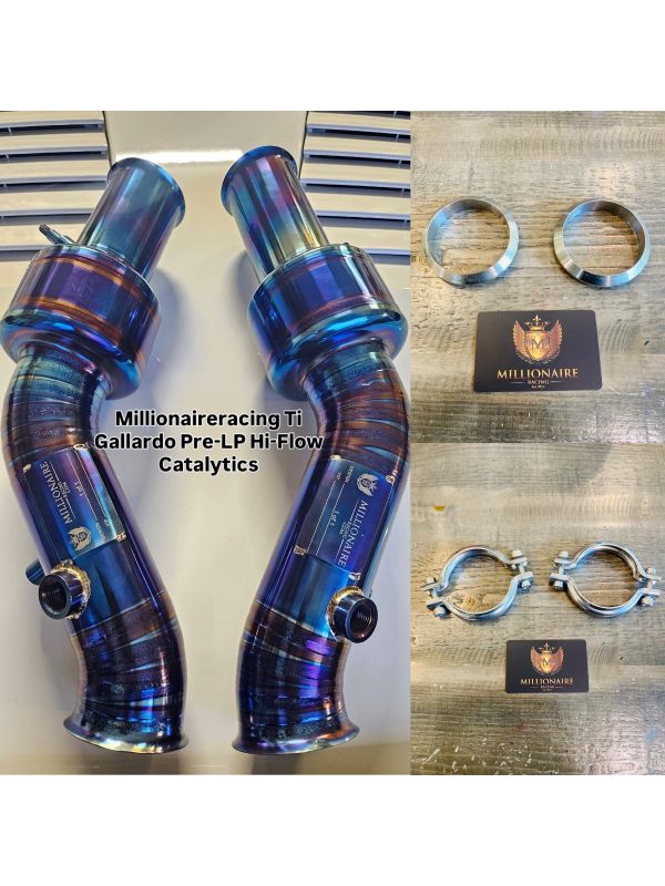 Lamborghini Gallardo TITANIUM Hi-Flow Catalytic Kit w/Gaskets & Clamps